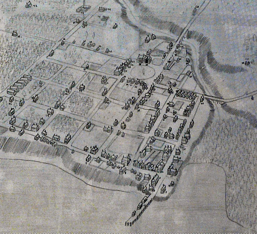 Village of Burlington about 1812. Courtesy David Blow.
